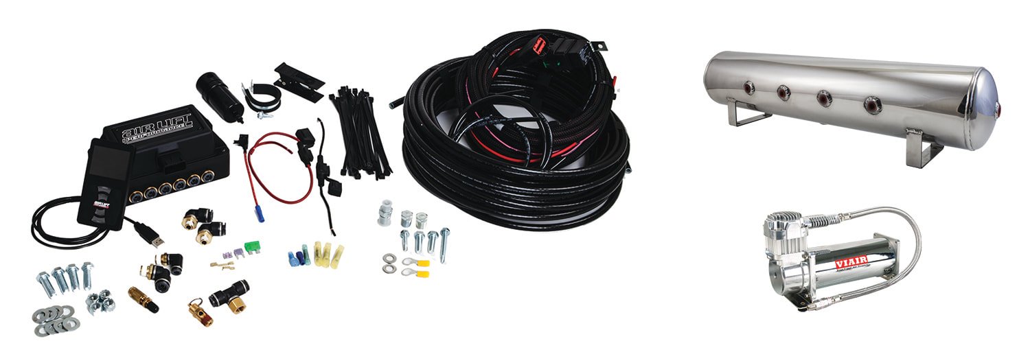 Air Lift 3P (3/8″ Air Line, 4 Gallon 7-Port Polished Tank, VIAIR 444C Compressor)